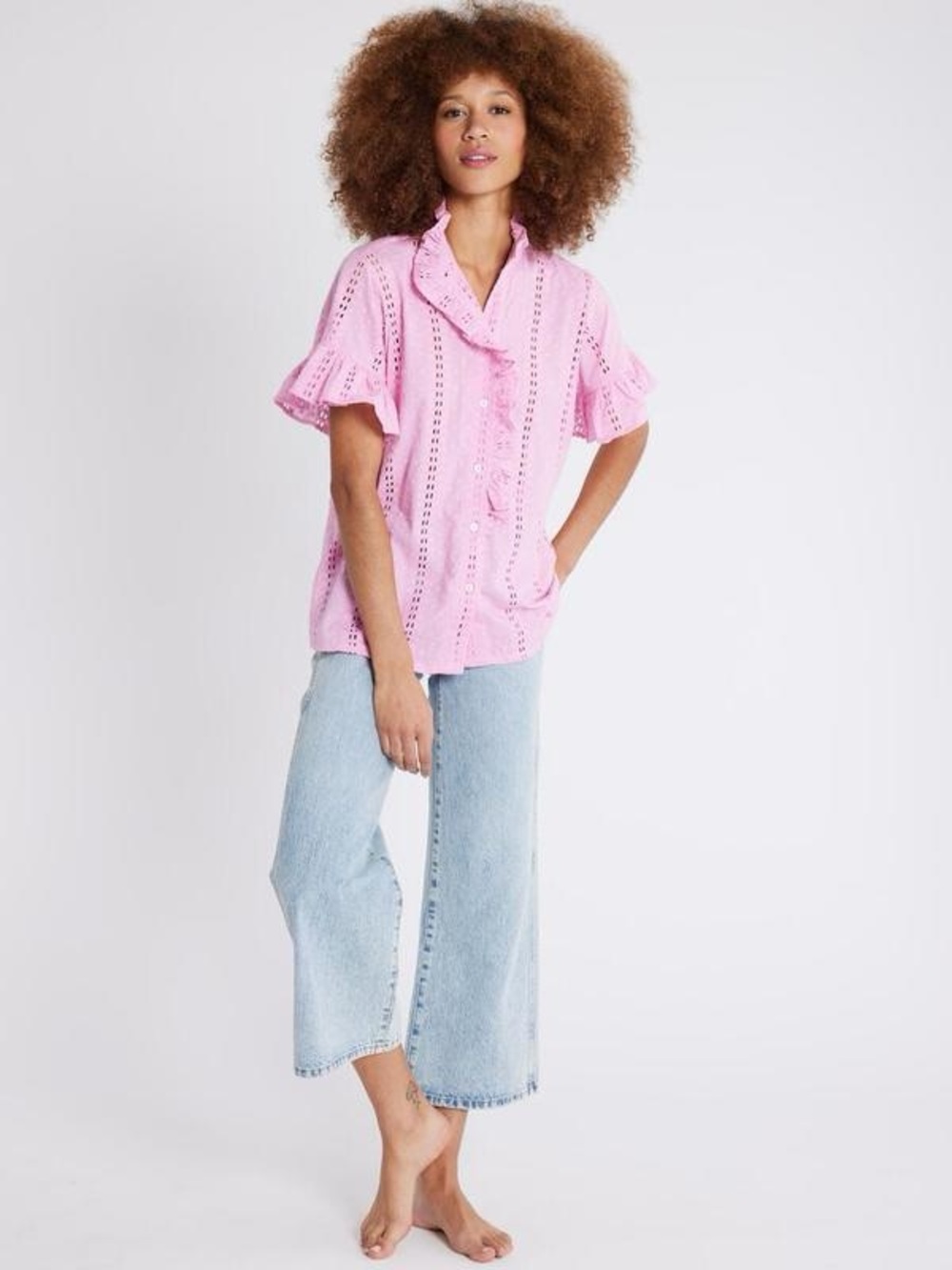 Mille Vanessa Top Bubblegum Polka Dot Eyelet - Picture 6 of 8